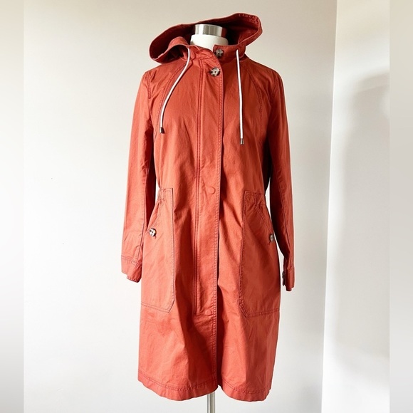 NEW J. Jill Rust Perfect Anorak Long Hooded Jacket S Twill Lightweight Cotton - Picture 1 of 8